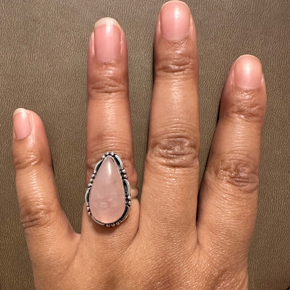 Rose Quartz 925 Sliver Plated Ring